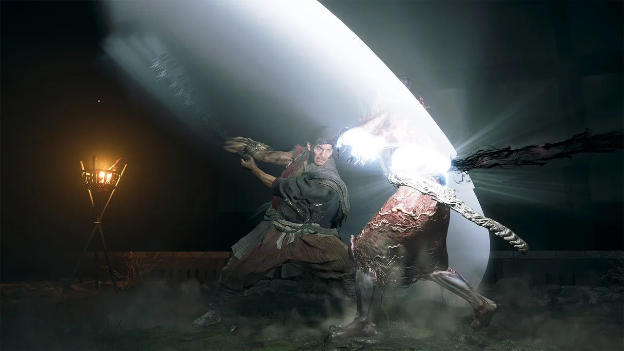 Miyamoto Musashi chiến đấu với Genma trong Onimusha Way of the Sword