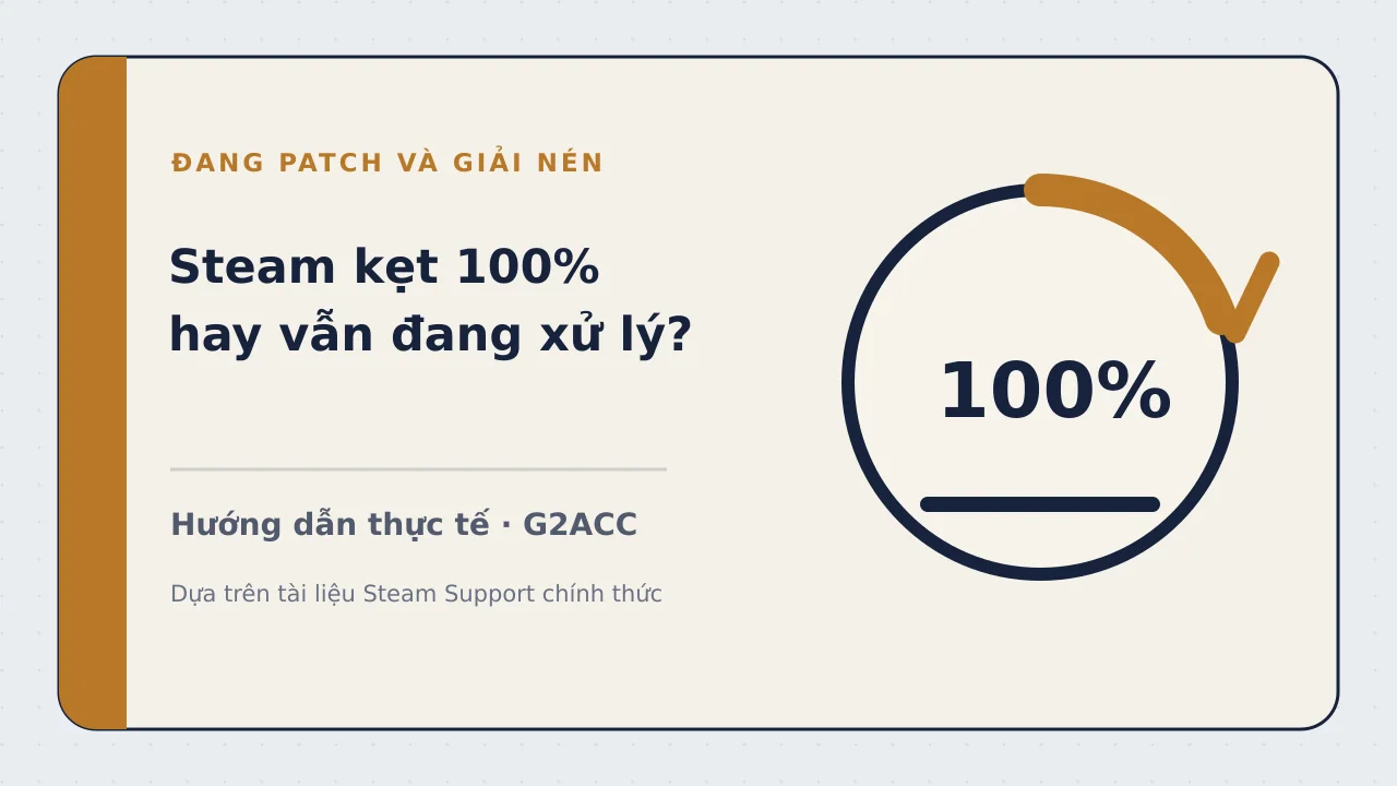 Ảnh minh họa cho bài viết: Steam update kẹt 100%: Patching, Unpacking xử lý thế nào?