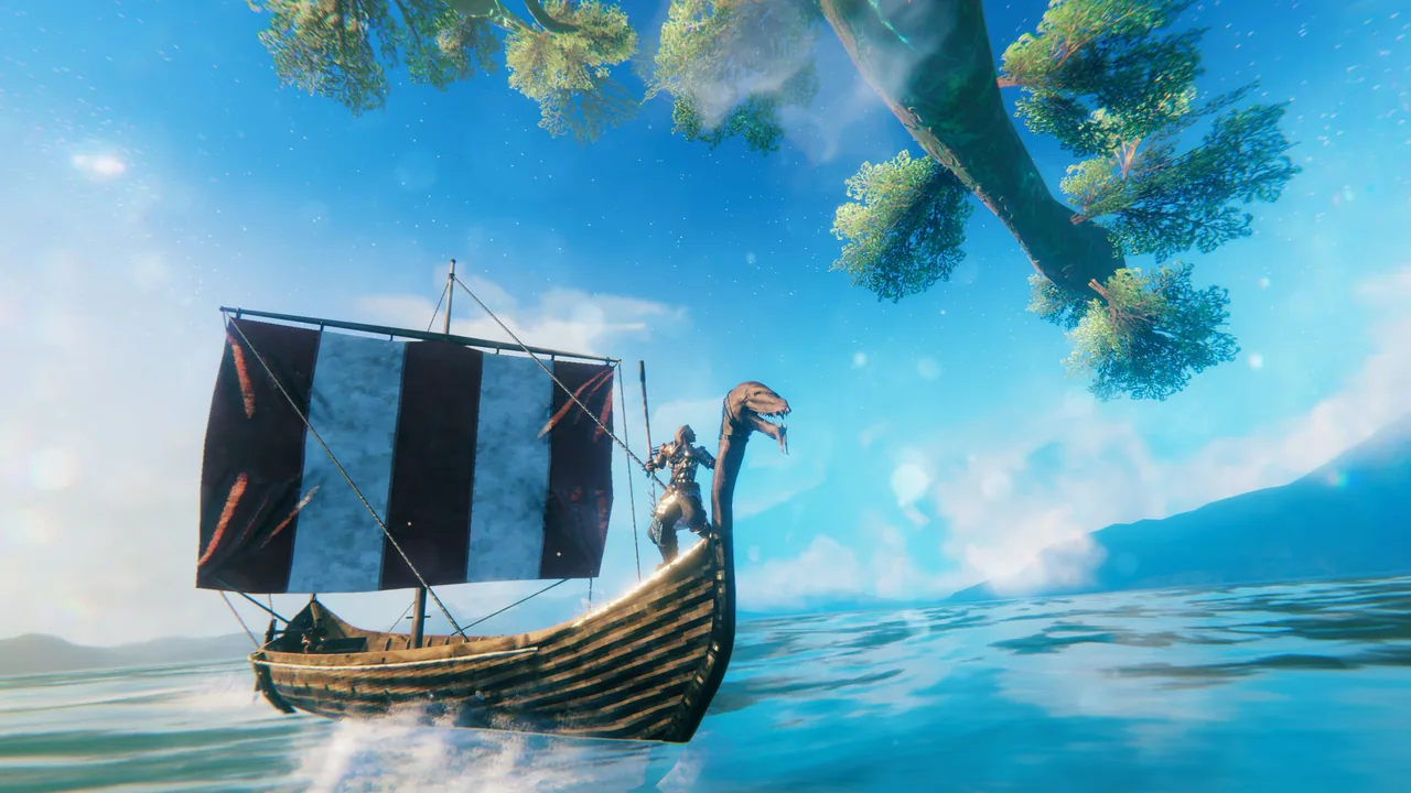 Nhóm Viking đi thuyền trong Valheim
