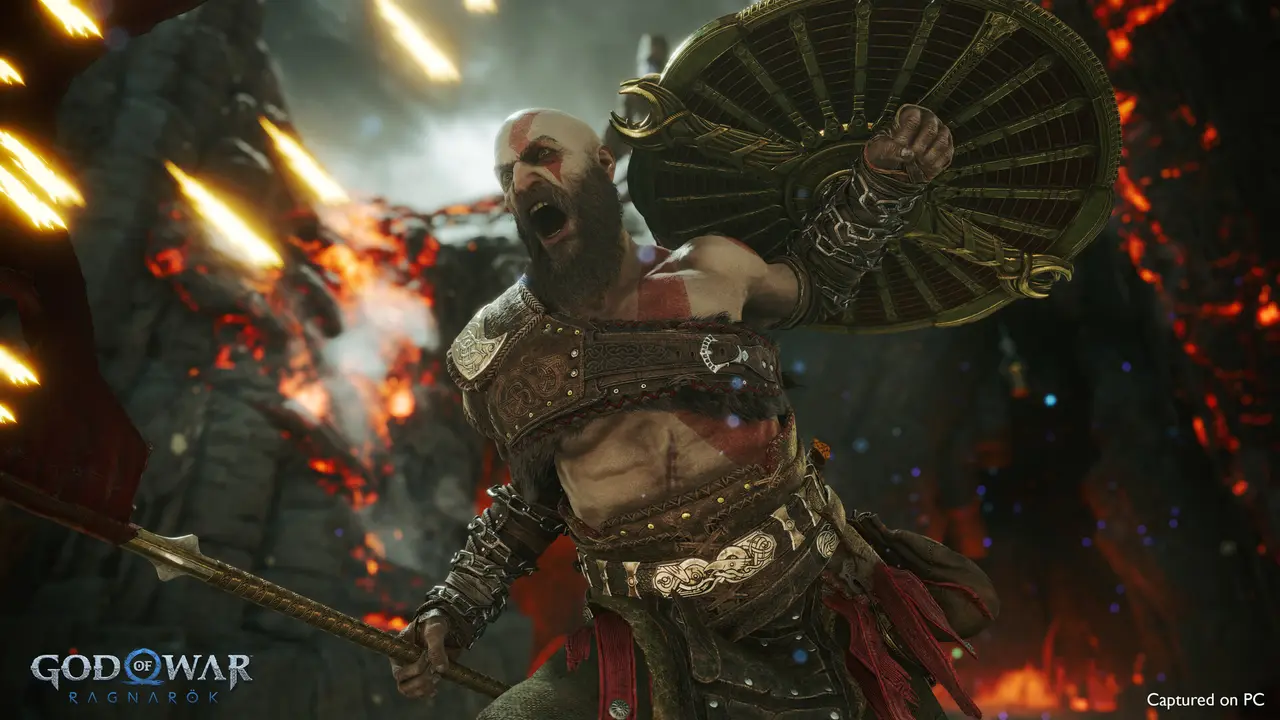 Kratos chiến đấu trong God of War Ragnarök